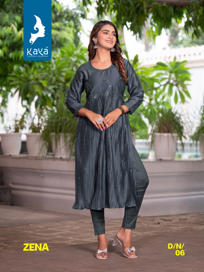 Kaya Zeena Silk Naira Cut Designer Kurtis Catalog
